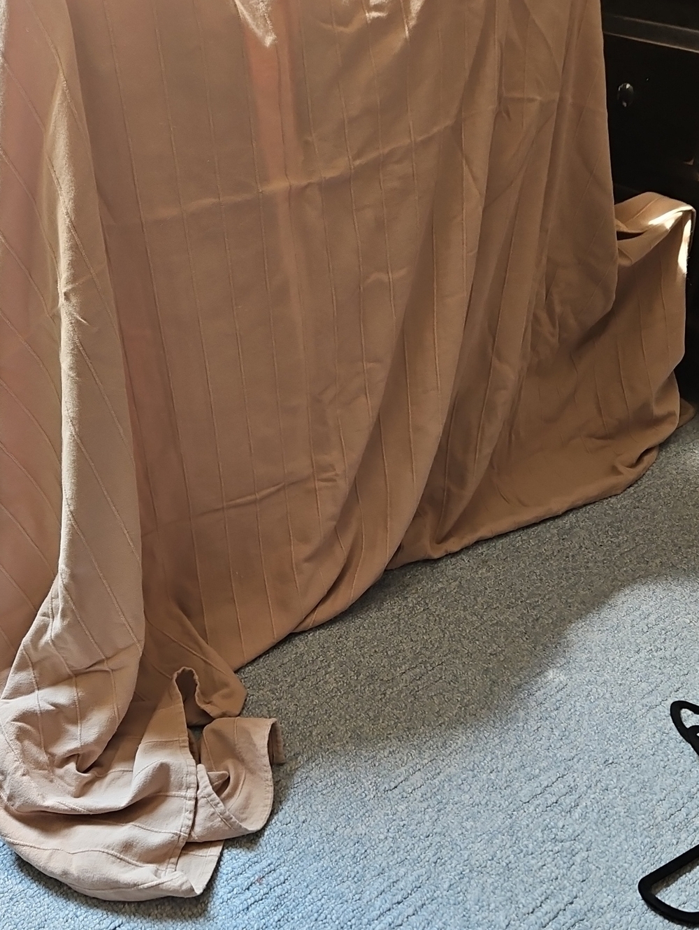 Neutral Beige Textured Pinstripe Cotton Table Cloth Or Light Throw 88 X 60